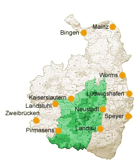 Übersichtskarte Vosges du Nord-Pfälzerwald. Für eine vergrößerte Darstellung klicken Sie bitte auf die Karte.