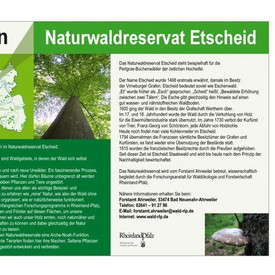 Portalschild Naturwaldreservat Etscheid | die Informationen auf der Tafel sind im vorangegangenen Text enthalten