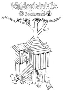 Das Bild zeigt: Ausmalmotiv Baumhaus