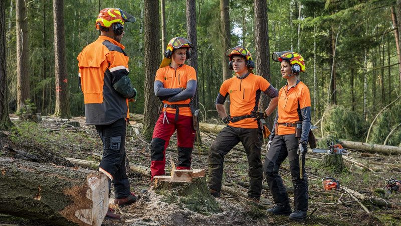 Das Bild zeigt die Ausbildung junger Forstwirte und Forstwirtinnen, Vortrag des Ausbilders