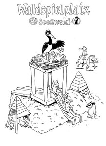 Das Bild zeigt: Ausmalmotiv Storchennest