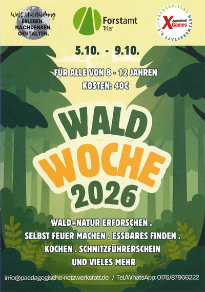 Waldwoche 2026 eine Waldfreizeit vom 5. - 9. Oktober