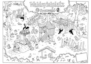 Das Bild zeigt: Ausmalmotiv Spielplatz