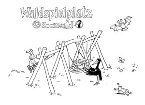 Das Bild zeigt: Ausmalmotiv Nestschaukel