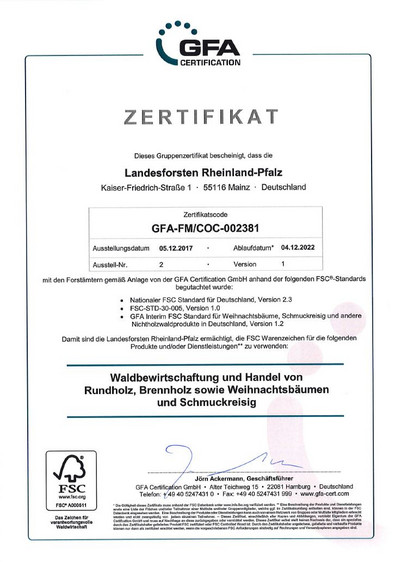 Wenn Sie diesen Link anklicken, laden Sie die FSC®-Urkunde für Landesforsten Rheinland-Pfalz als PDF herunter.