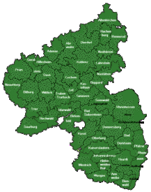 Übersichtskarte der Forstämter in Rheinland-Pfalz. Klicken Sie dort das jeweilige Forstamt an, erhalten Sie die Kontaktdaten. 