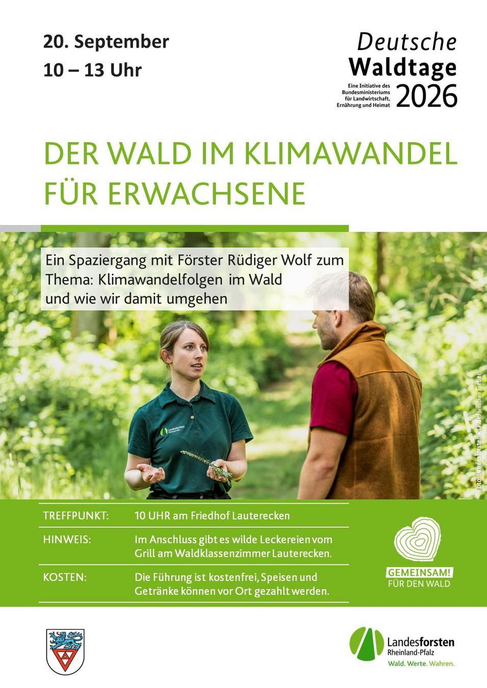 Das Bild zeigt ein Plakat über eine Waldführung.