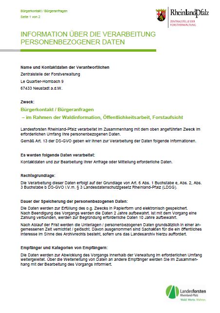 Bürgerkontakt / Bürgeranfragen  – im Rahmen der Waldinformation, Öffentlichkeitsarbeit, Forstaufsicht