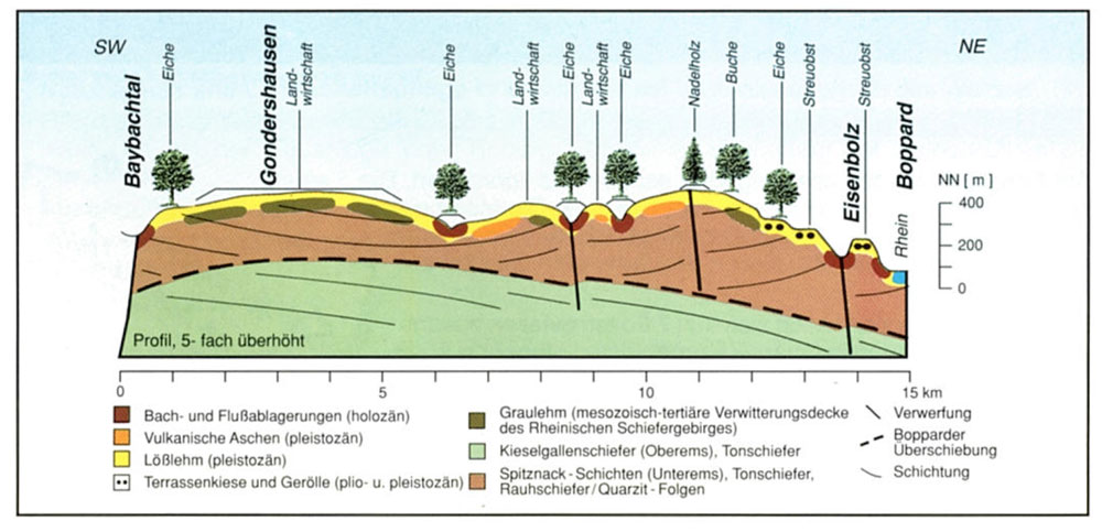 Grafik Geländeschnitt Hunsrück-Mittelrheintal