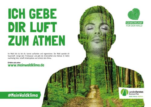 Plakat der Aktion mein Klimawald: Ich gebe dir Luft zum Atmen